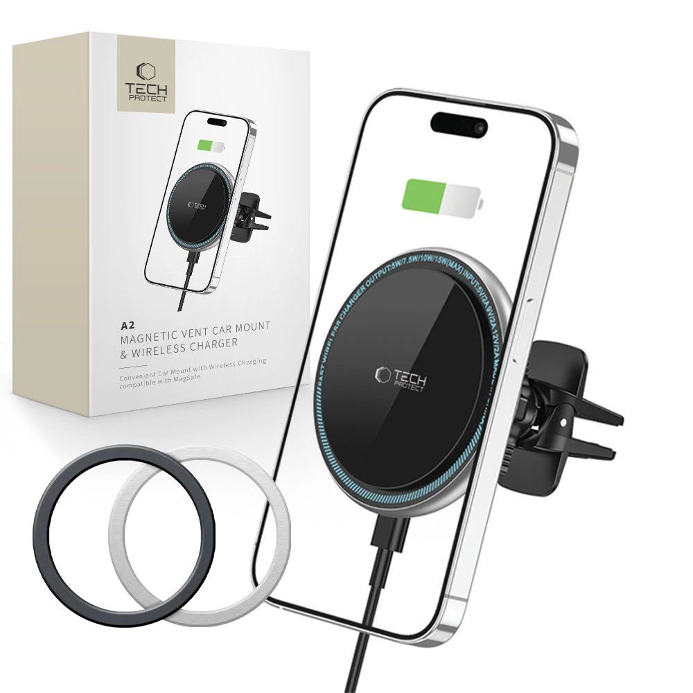 Tech-Protect A2-biltelefonholder med MagSafe 15W induktiv oplader til luftventilation - sort