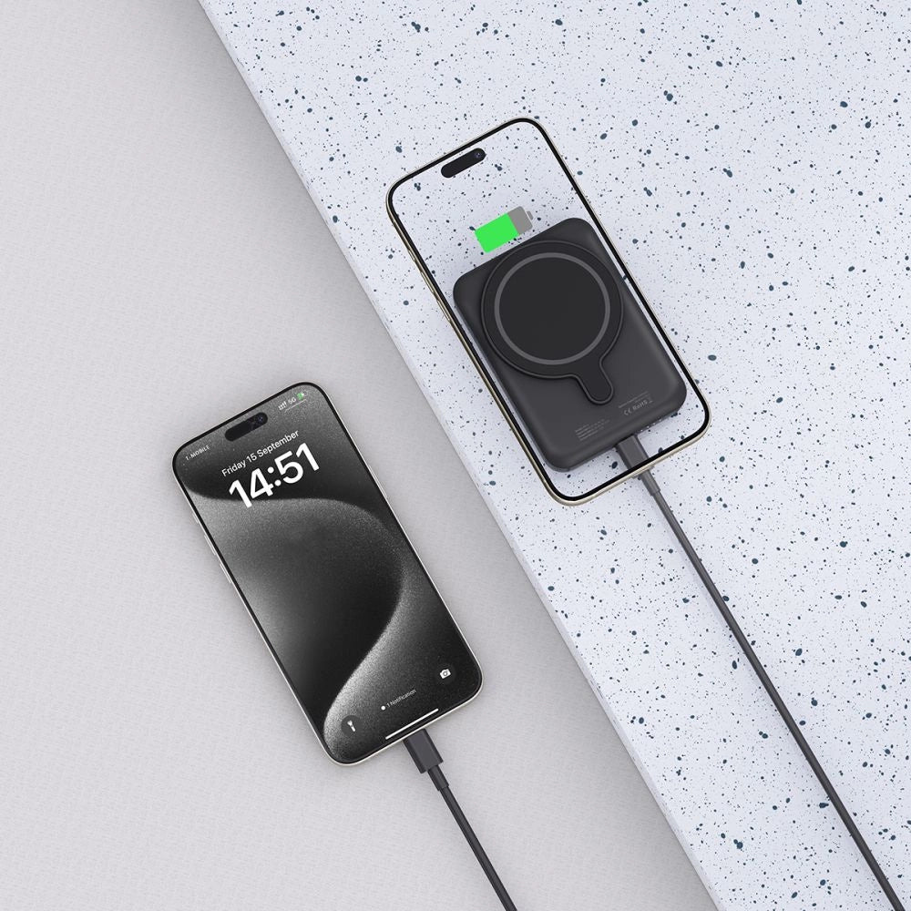 Tech-Protect LifeMag PB10 Powerbank med MagSafe 5000mAh 15W USB-C-port - sort + USB-C-kabel