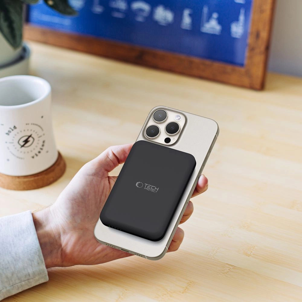 Tech-Protect LifeMag PB10 Powerbank med MagSafe 5000mAh 15W USB-C-port - sort + USB-C-kabel