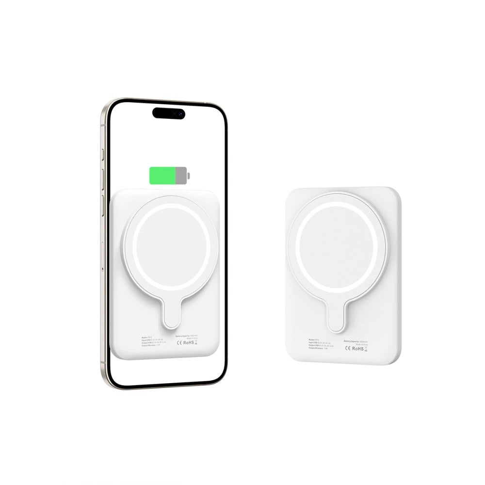 Tech-Protect LifeMag PB10 Powerbank med MagSafe 5000mAh 15W USB-C-port - hvid + USB-C-kabel