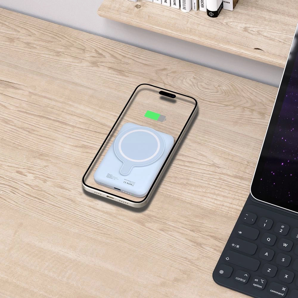 Tech-Protect LifeMag PB10 Powerbank med MagSafe 5000mAh 15W USB-C port - blå + USB-C kabel