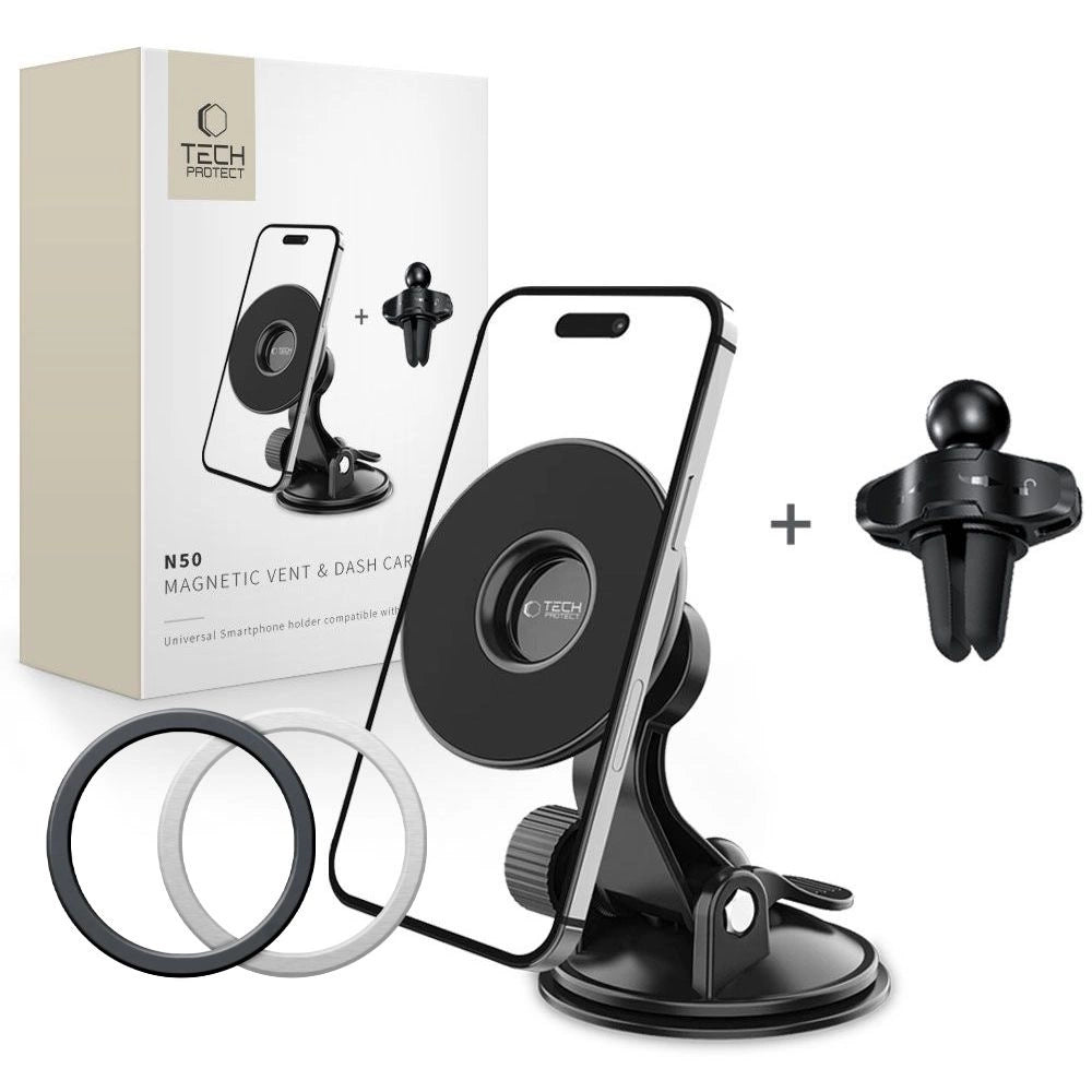 Tech-Protect N50 MagSafe bil magnetisk telefonholder til cockpit/luftventil - sort