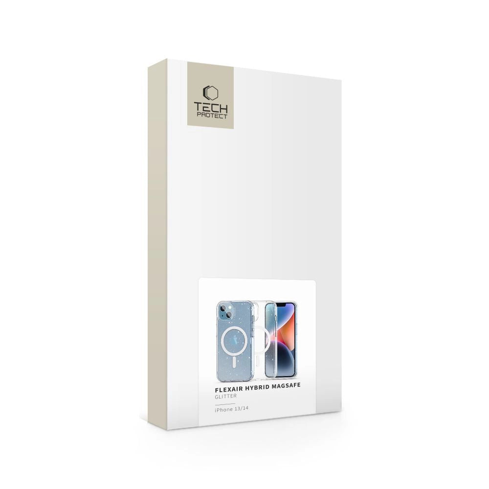 Tech-Protect FlexAir Hybrid MagSafe iPhone 13/14 Case - Clear Glitter