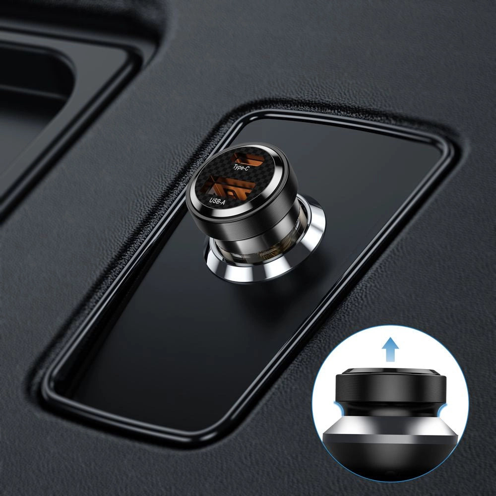 Tech-Protect CC30W Biloplader USB-C PD 30W / USB-A QC 3.0 - sort