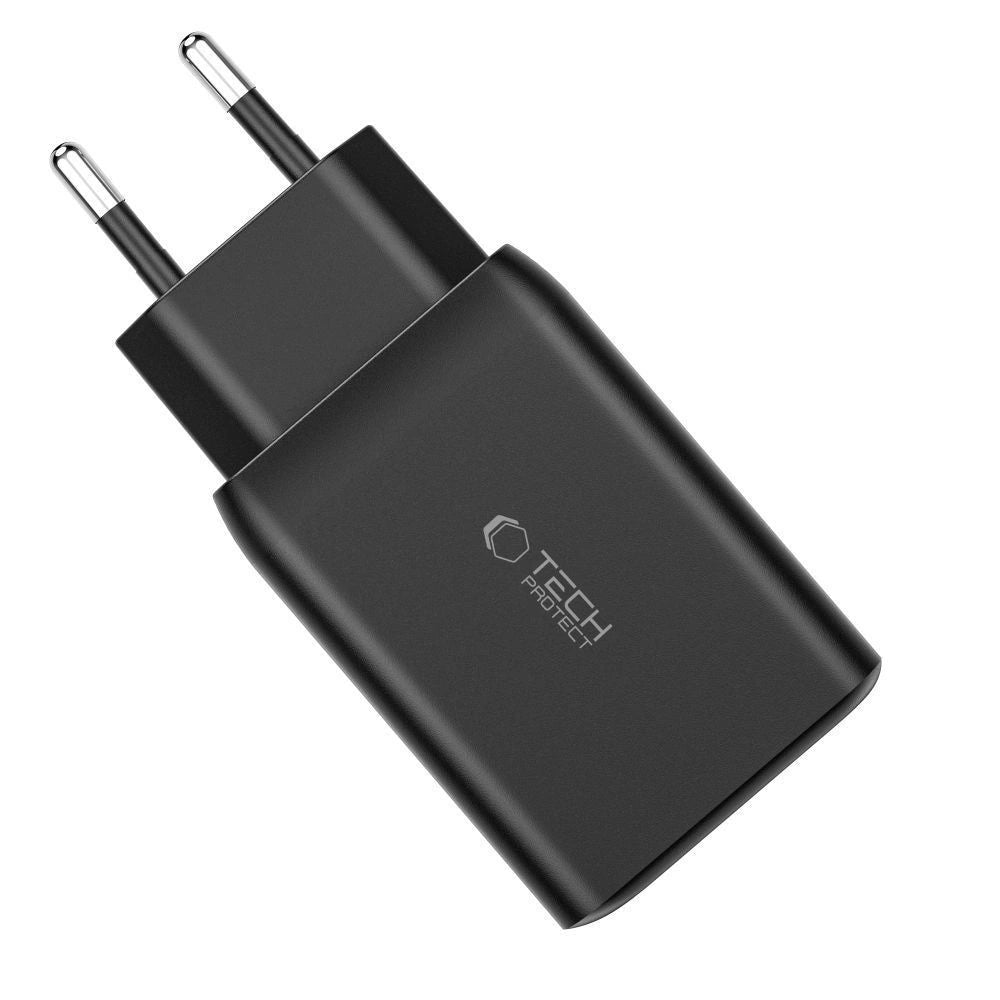 Tech-Protect C65W oplader 2x USB-C PD 65W / USB-A QC 3.0 - hvid