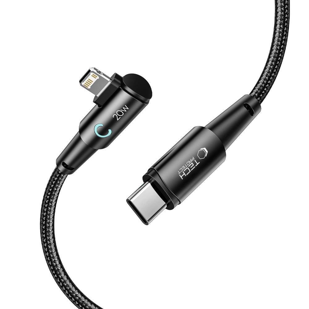 Tech-Protect UltraBoost L Kabel Lightning (vinklet) / USB-C (ret) PD 20W 3A 1m - grå