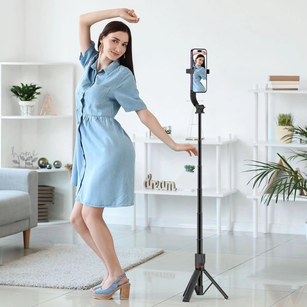 Tech-Protect L04S Bluetooth Selfie Stick med Stativ op til 95cm og 360 Head - sort