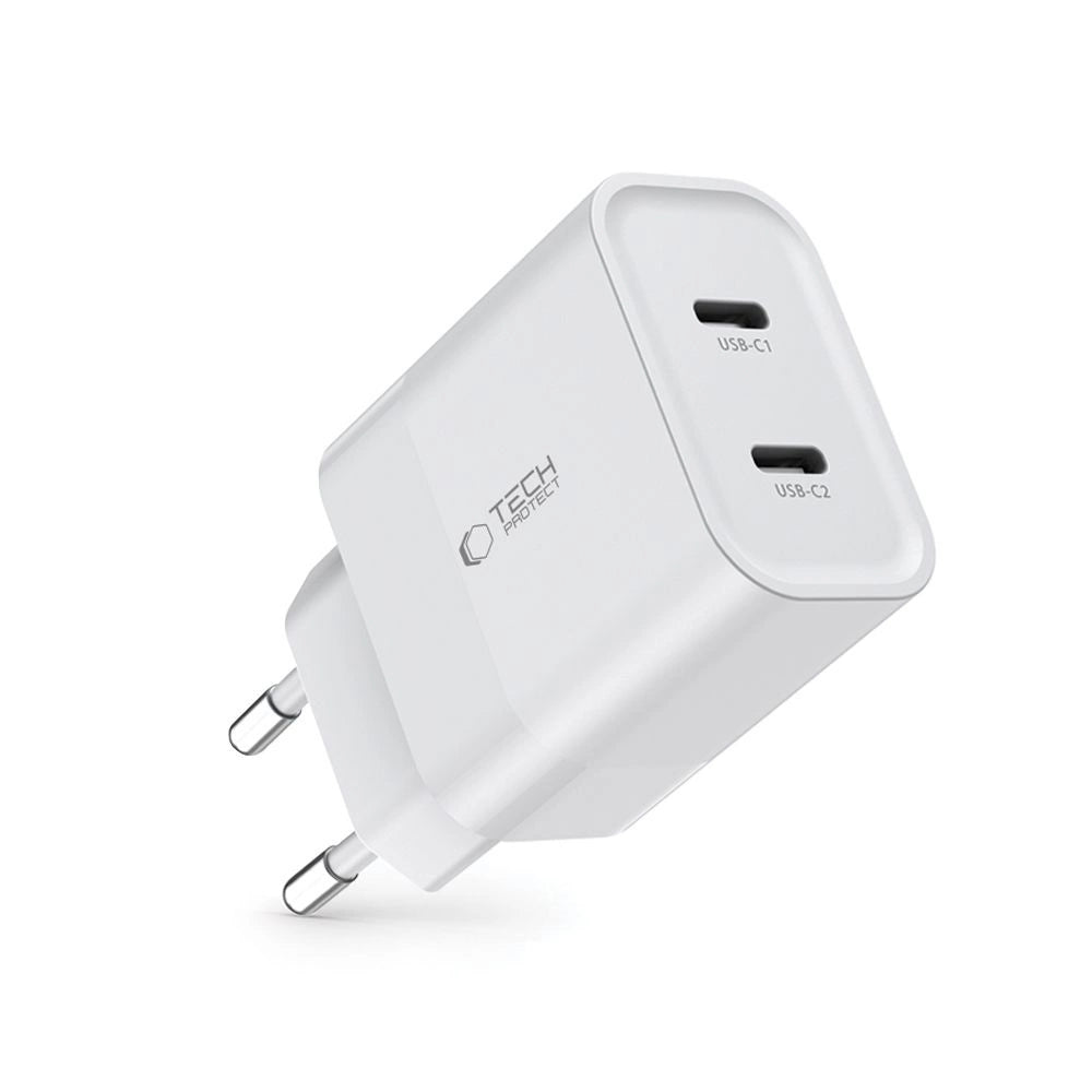 Tech-Protect C20W oplader 2x USB-C PD 20W - hvid