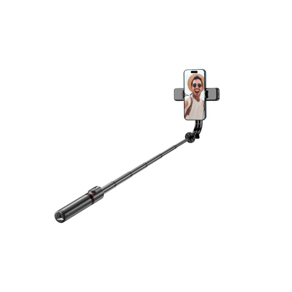 Tech-Protect L05S Bluetooth Selfie Stick med Stativ op til 105 cm med LED-lys - sort