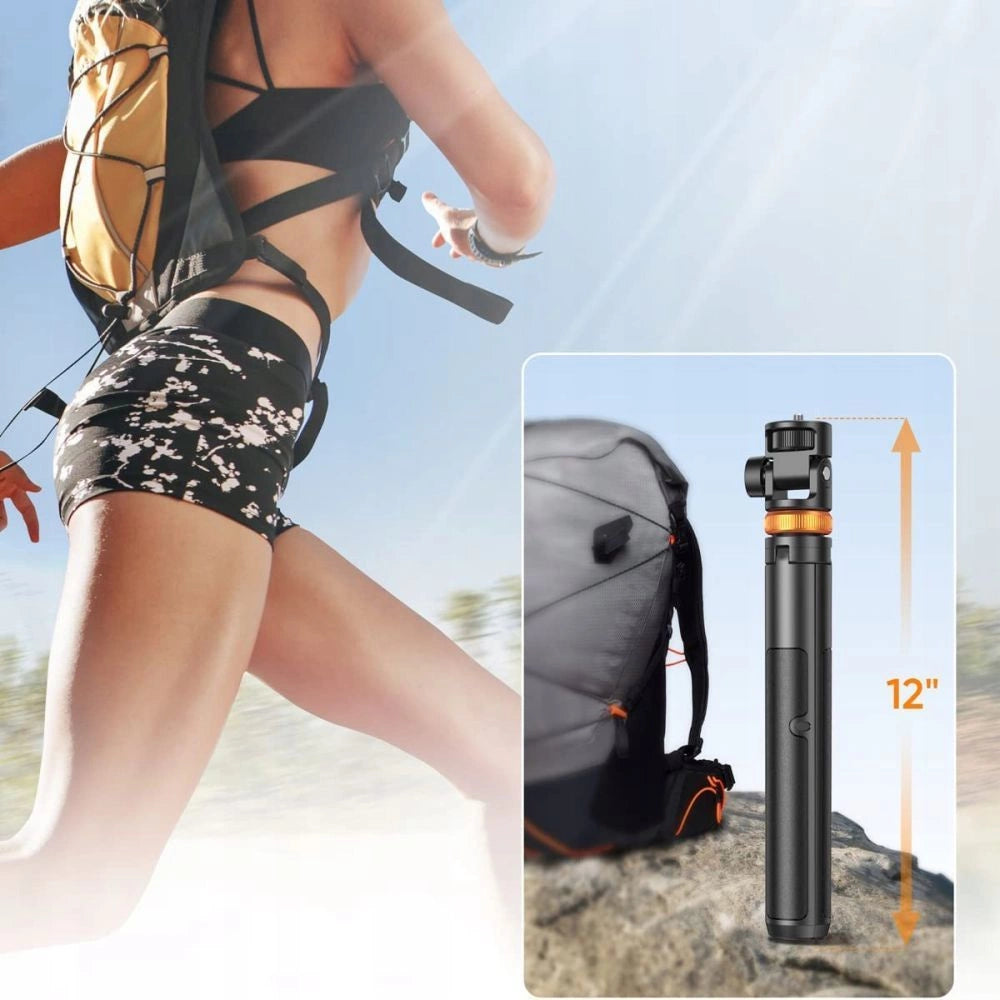 Tech-Protect L03S Bluetooth selfie stick med fjernbetjening, stativ op til 148 cm og 180 hoved - hvid
