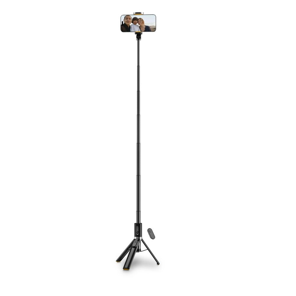 Tech-Protect L08S Bluetooth Selfie Stick med fjernbetjening, Stativ op til 141 cm - sort