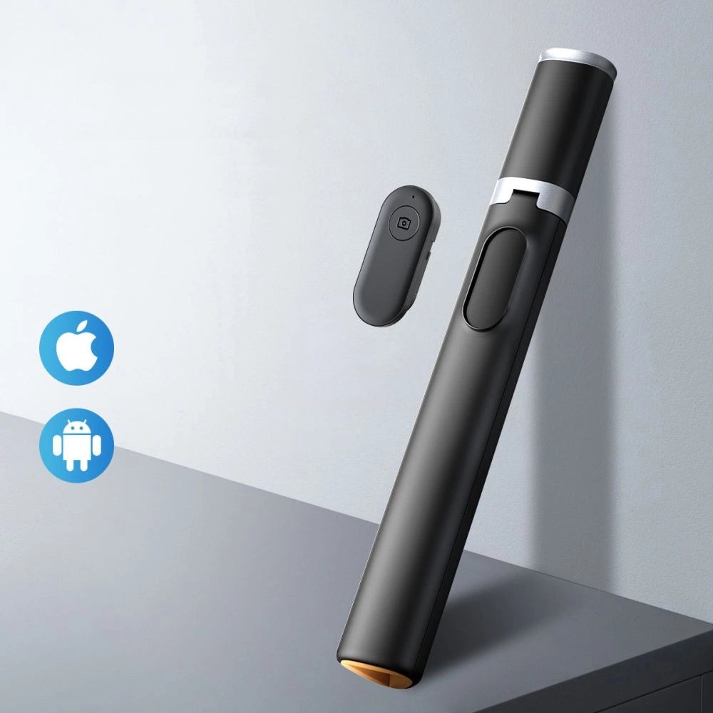 Tech-Protect L08S Bluetooth Selfie Stick med fjernbetjening, Stativ op til 141 cm - sort