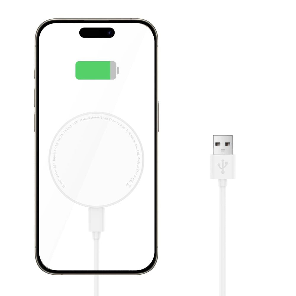 Tech-Protect QI15W-A33 Induktiv oplader med MagSafe og stativ med USB-A / USB-C kabel - hvid