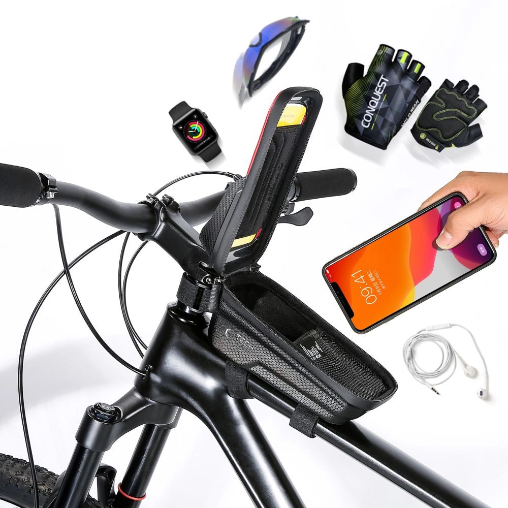 Tech-Protect V2 cykeltaske med telefonrum 1l - sort