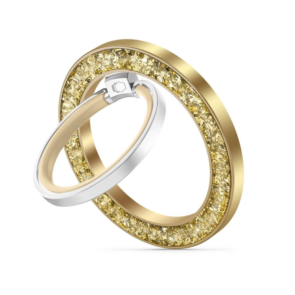 Tech-Protect MMR200 magnetholder / ring med MagSafe - guld med krystaller