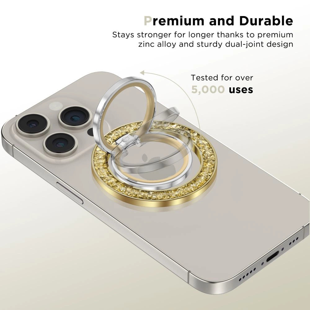 Tech-Protect MMR200 magnetholder / ring med MagSafe - guld med krystaller