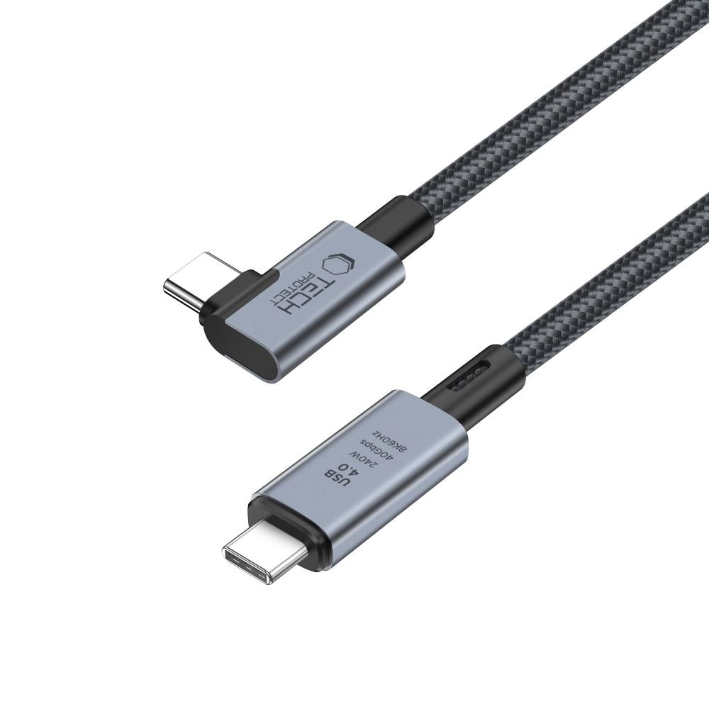 Tech-Protect UltraBoost Max L USB-C 4.0 (ret) / USB-C 4.0 (vinklet) PD 240W 8K 40Gbps 1,5 m Kabel - Grå