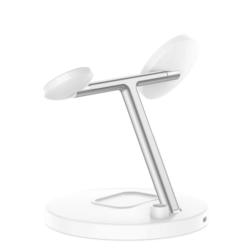 Tech-Protect QI15W-A35 3-i-1-induktiv oplader med MagSafe til telefon / AirPods / Apple Watch - hvid