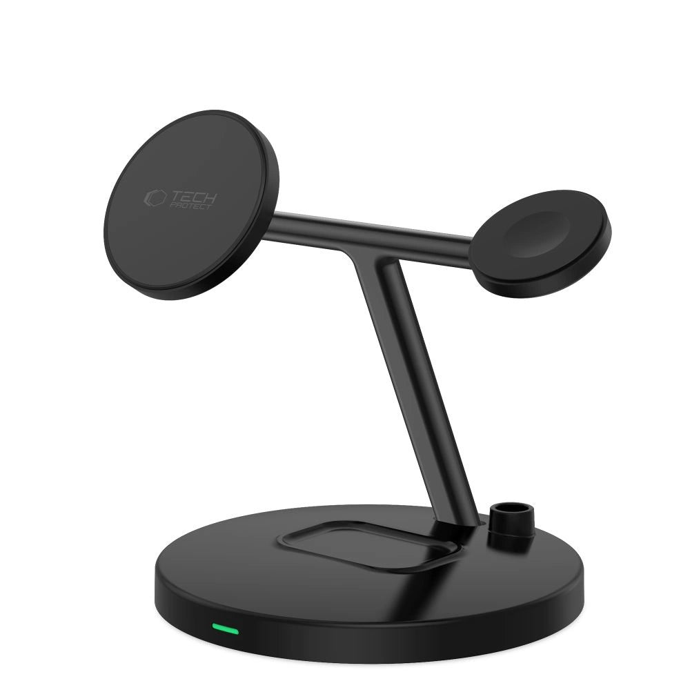 Tech-Protect QI15W-A35 3-i-1-induktiv oplader med MagSafe til telefon / AirPods / Apple Watch - sort