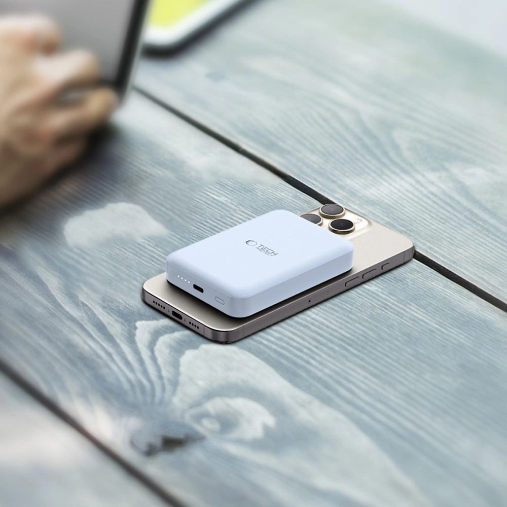 Tech-Protect LifeMag PB11 Powerbank med MagSafe 10000mAh 15W USB-C port - blå + USB-C kabel