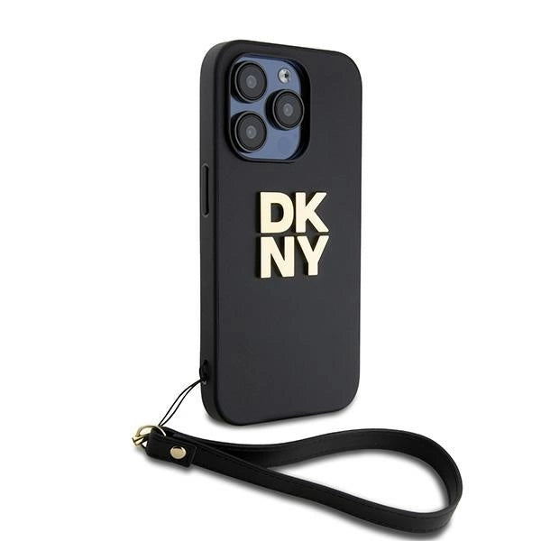 DKNY Wrist Strap Stock Logo Case til iPhone 15 Pro - sort