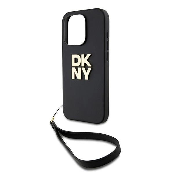 DKNY Wrist Strap Stock Logo Case til iPhone 15 Pro - sort