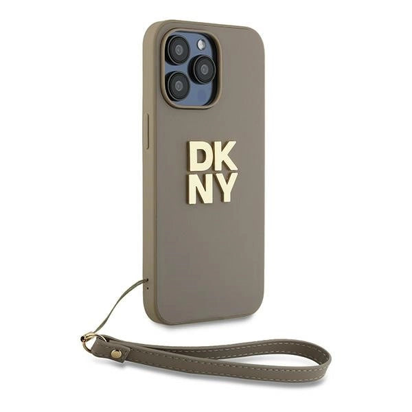 DKNY Wrist Strap Stock Logo Case til iPhone 15 Pro Max - beige
