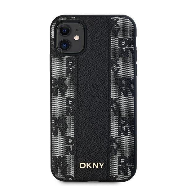 DKNY læder krydsede Mono mønster MagSafe Case til iPhone 11 / Xr - sort