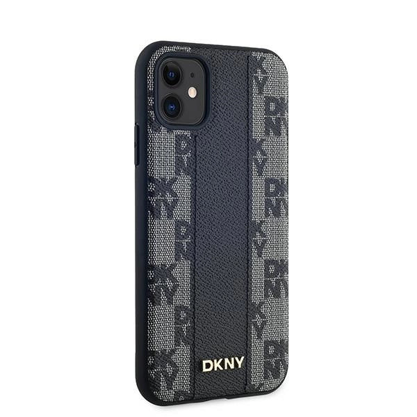 DKNY læder krydsede Mono mønster MagSafe Case til iPhone 11 / Xr - sort