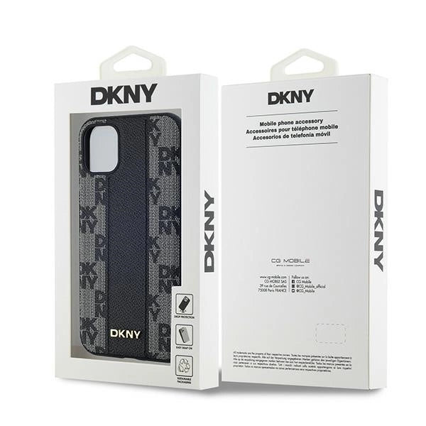 DKNY læder krydsede Mono mønster MagSafe Case til iPhone 11 / Xr - sort