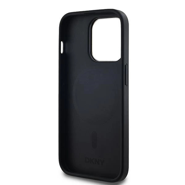 DKNY Leather Checkered Mono Pattern MagSafe Case for iPhone 13 Pro Max - Black