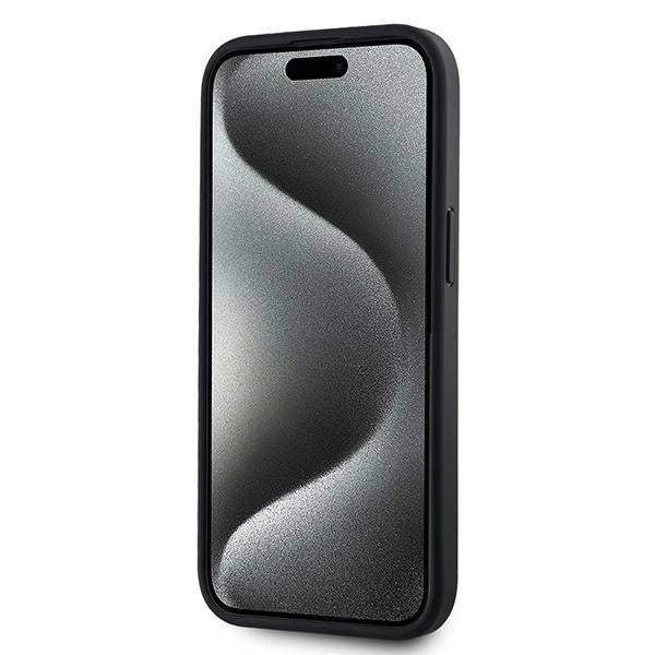 DKNY Leather Checkered Mono Pattern MagSafe Case for iPhone 14/15/13 - Black