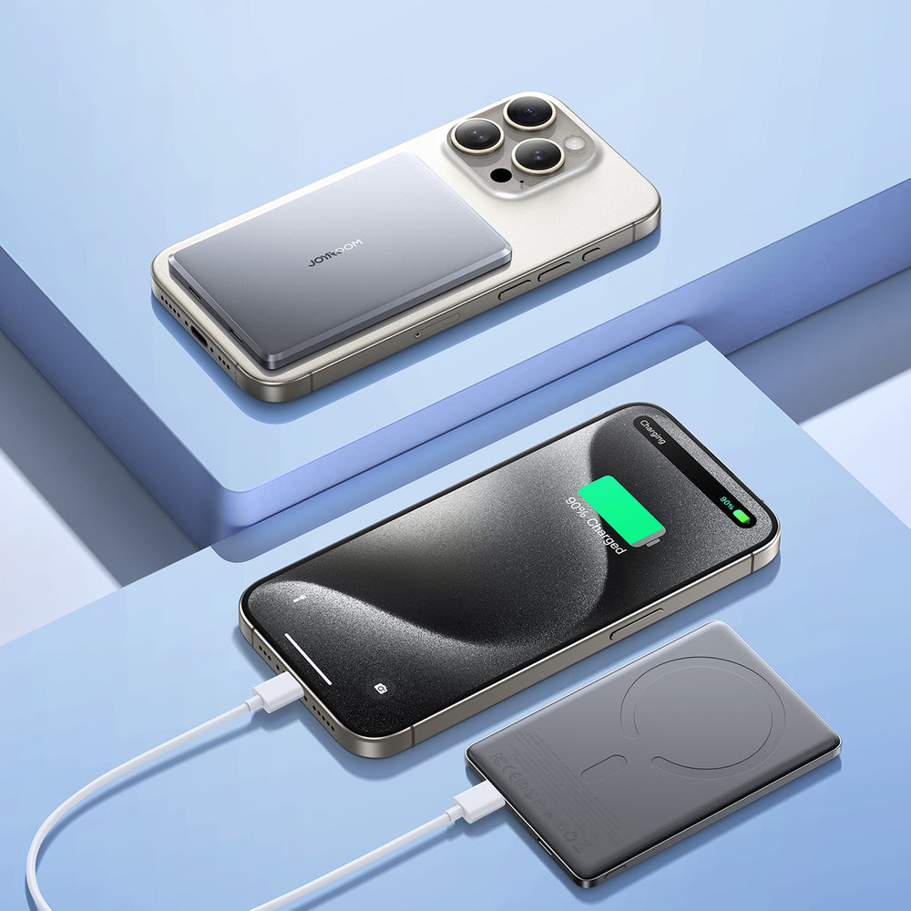 Powerbank Joyroom JR-PBM08 5000mAh 20W ultra-tynn med induktiv opladning - grå