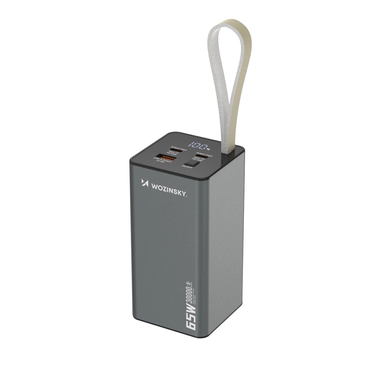 Powerbank Wozinsky K65+ 65W 30000mAh 2x USB-C, 1x USB-A 65W - grå