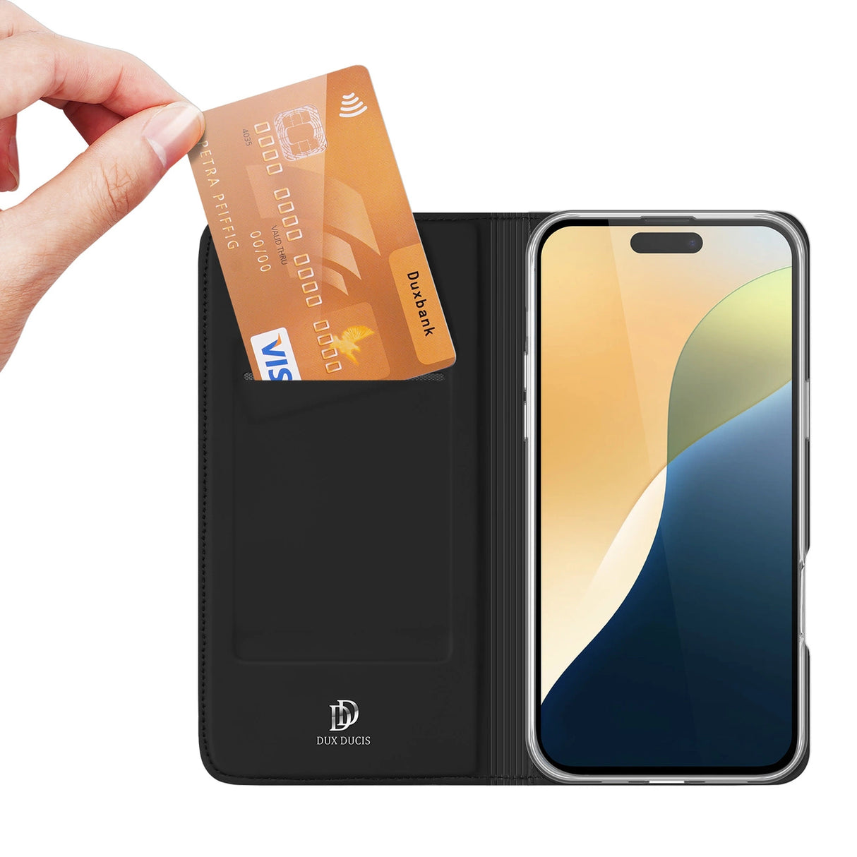Dux Ducis Skin Pro iPhone 16 Plus Case with Flip and Card Slot - Black