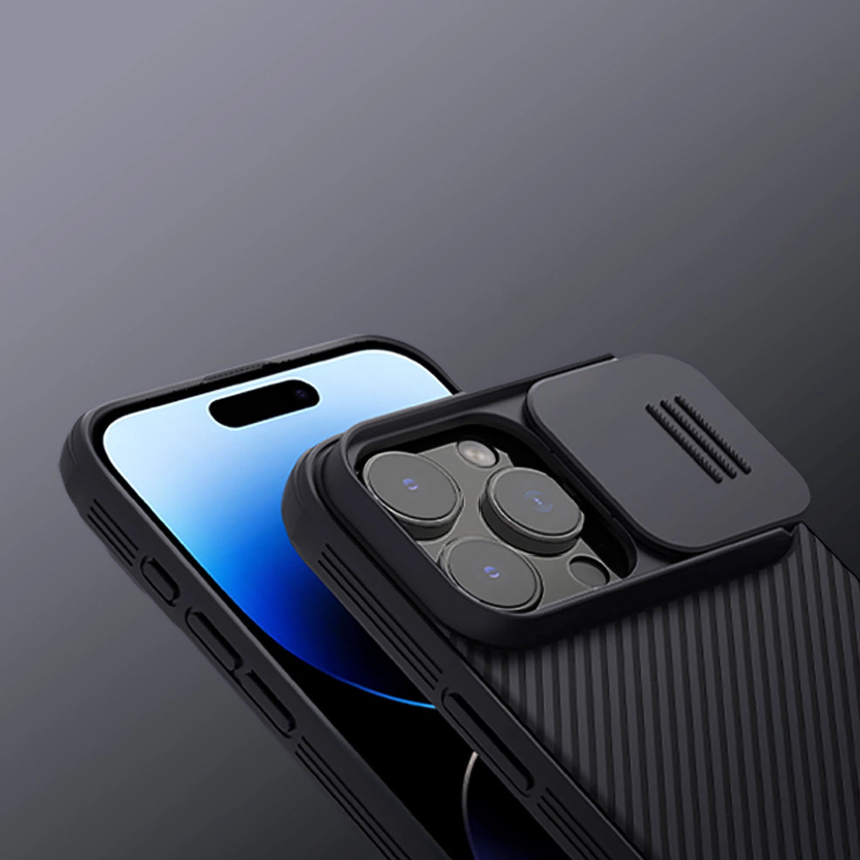 Nillkin CamShield Pro Case til iPhone 16 Pro Max med kameraomslag - sort
