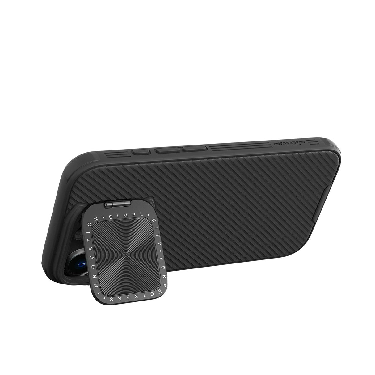 Nillkin CamShield Prop Case til iPhone 16 Pro Max med kameraomslag og stativ - sort