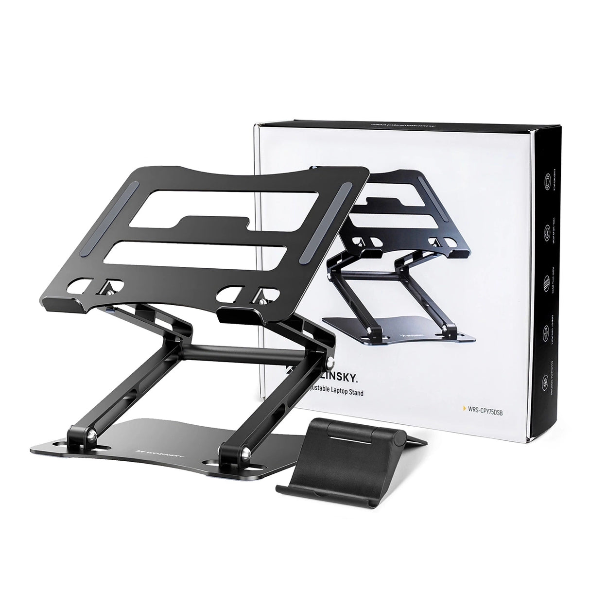 Wozinsky WRS-CPY75DSB Aluminium Laptop og Tablet Stand + Gratis Smartphone Stand - sort