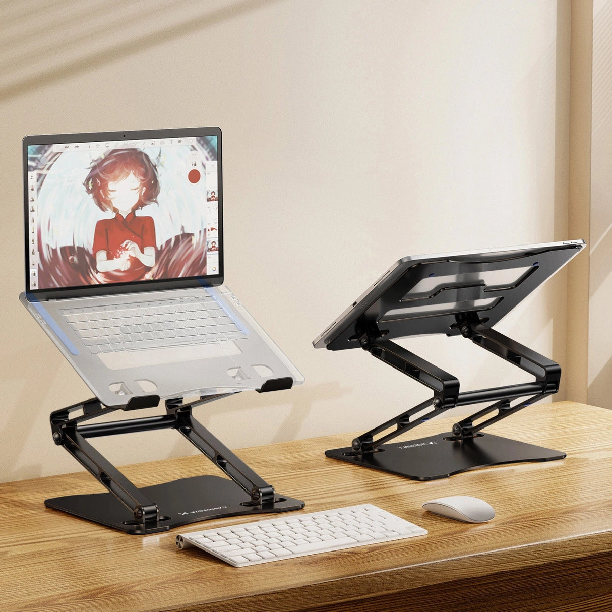 Wozinsky WRS-CPY75DSB Aluminium Laptop og Tablet Stand + Gratis Smartphone Stand - sort