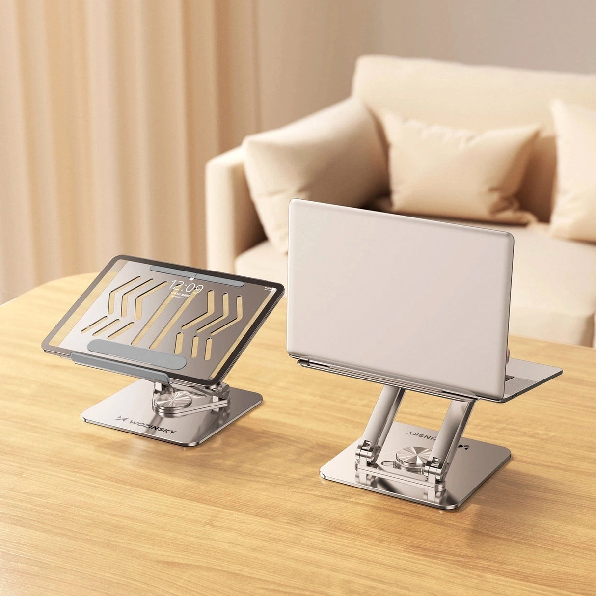 Laptop stativ Wozinsky WRS-CPY84SS aluminium + Gratis! smartphone stativ - sølv