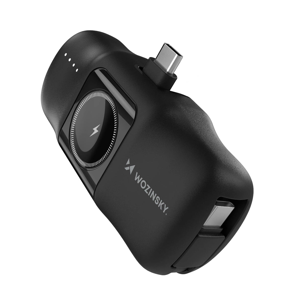 Wozinsky WF16-YCS 5000mAh 15W USB-C Mini Power Bank med indbygget USB-C-kabel og Apple Watch-oplader - sort