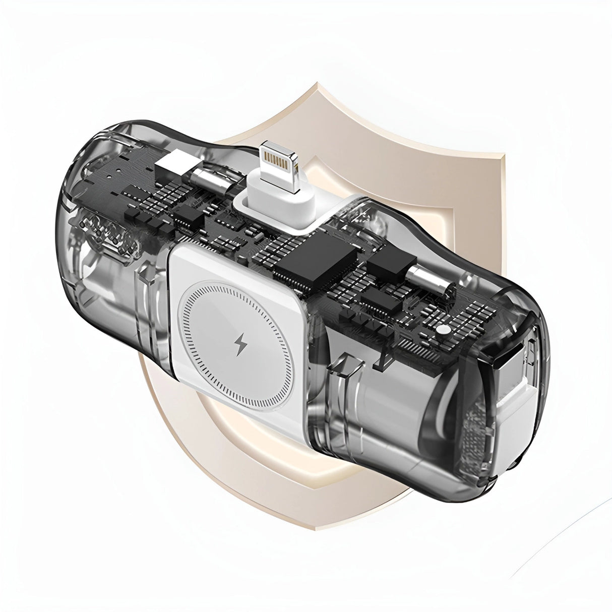 Wozinsky WF16-YCS 5000mAh 15W USB-C Mini Power Bank med indbygget USB-C-kabel og Apple Watch-oplader - hvid