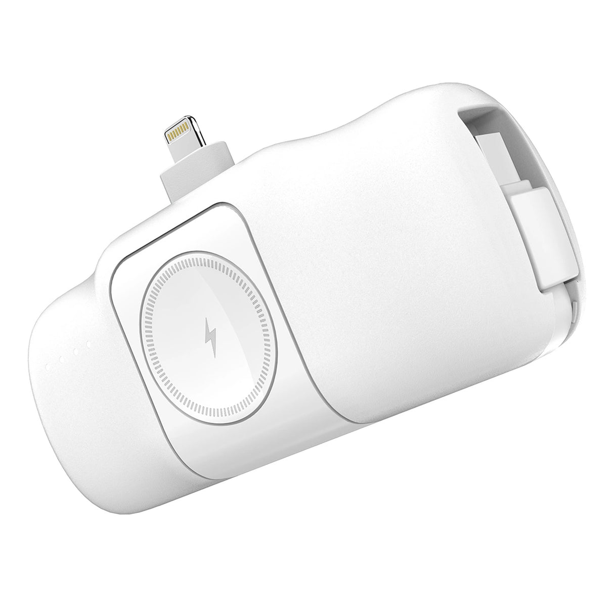 Wozinsky WF16-YLS 5000mAh 15W Lightning Mini Power Bank med indbygget USB-C-kabel og Apple Watch-oplader - hvid