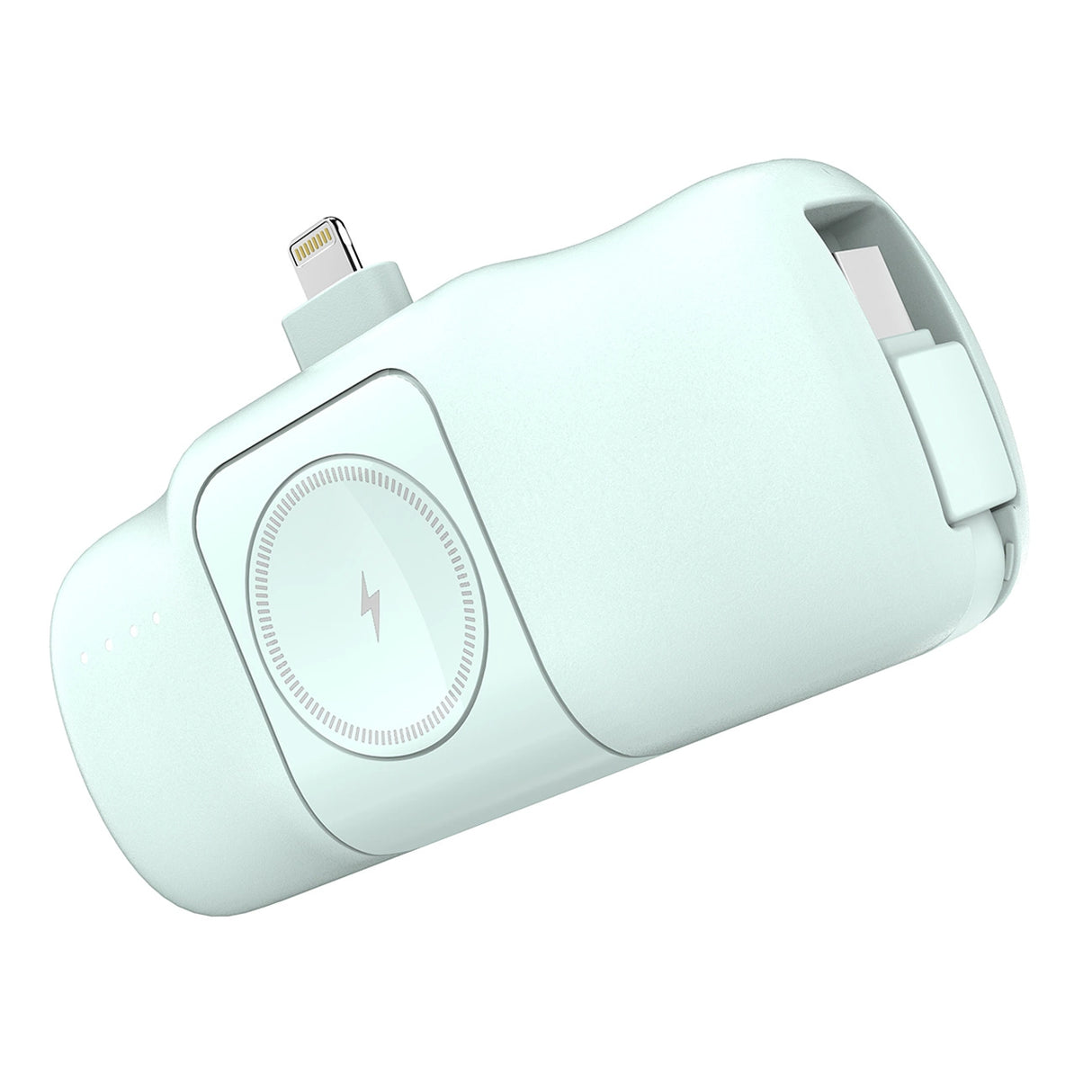 Wozinsky WF16-YLS 5000mAh 15W Lightning Mini Power Bank med indbygget USB-C-kabel og Apple Watch-oplader - Grøn