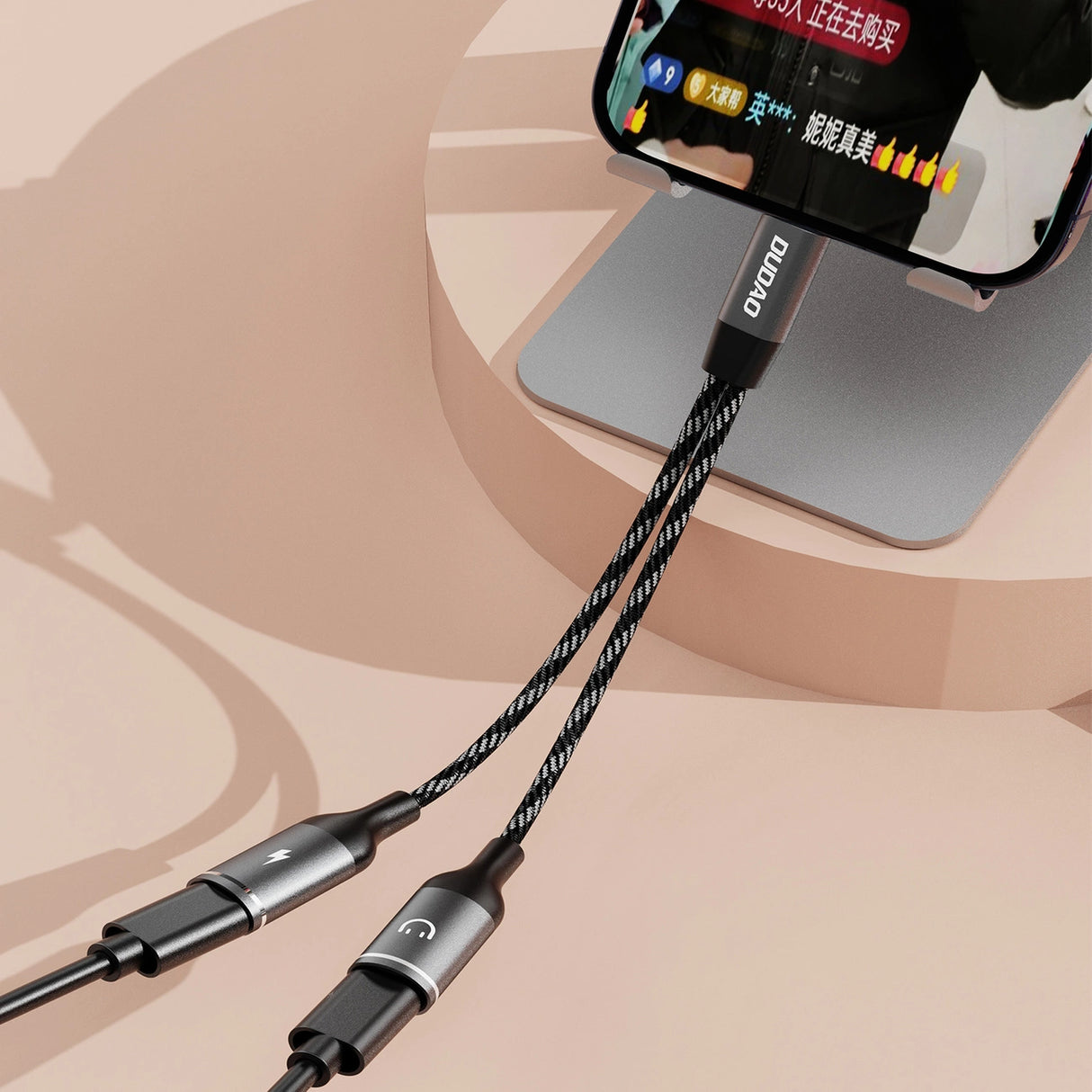 Dudao L13C+ 2in1 USB-C-adapter - Grå