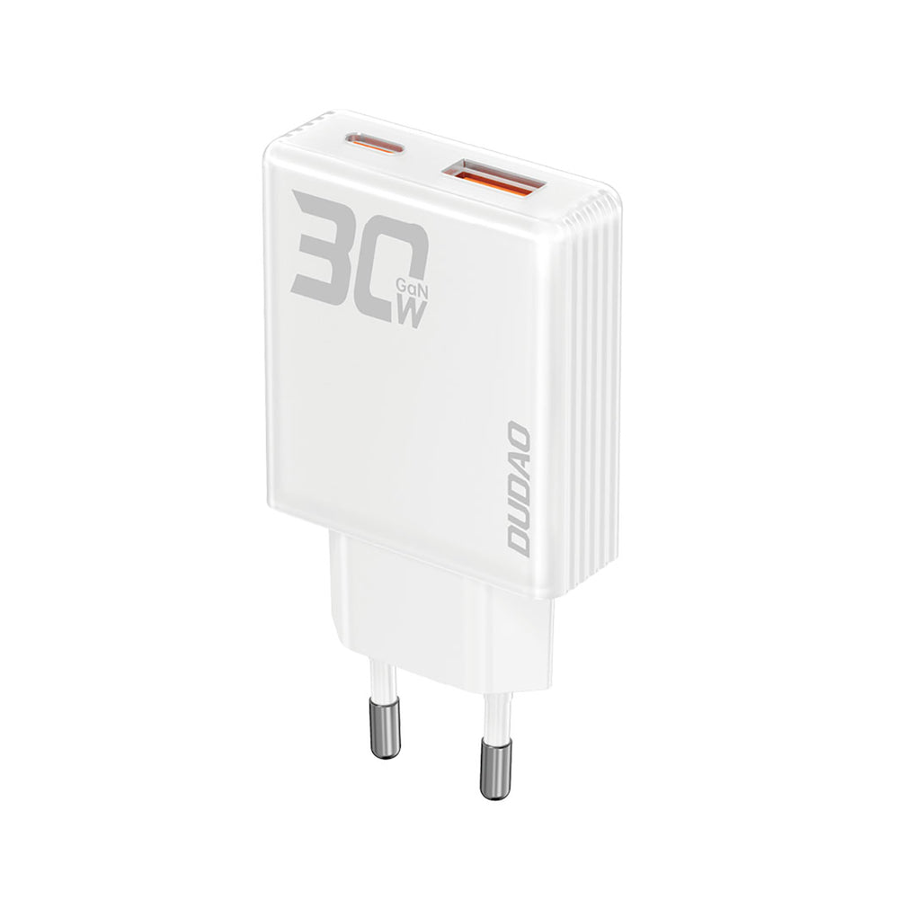 GaN Dudao A30EU 30W USB-A / USB-C Wall Charger - hvid