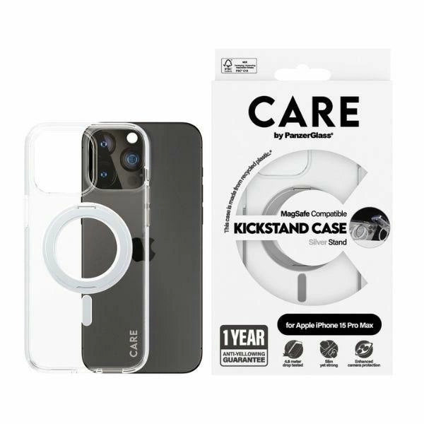 CARE af PanzerGlass Kickstand Case MagSafe til iPhone 15 Pro Max - sølv
