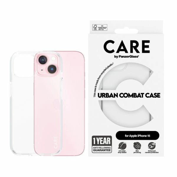 CARE af PanzerGlass Urban Combat Case til iPhone 15 - gennemsigtig