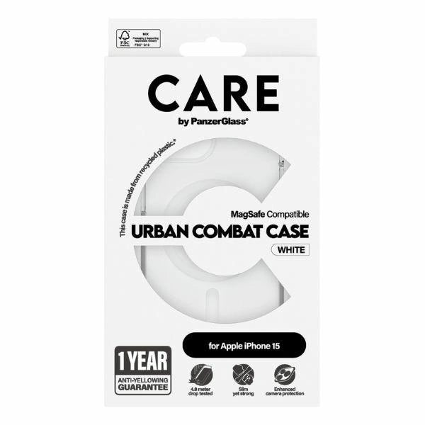 CARE af PanzerGlass Urban Combat Case MagSafe til iPhone 15 - Hvid
