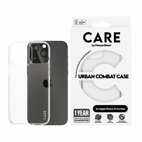 CARE af PanzerGlass Urban Combat Case til iPhone 15 Pro Max - Clear
